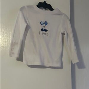 Old Navy White Long Sleeve Tee with Blue Design